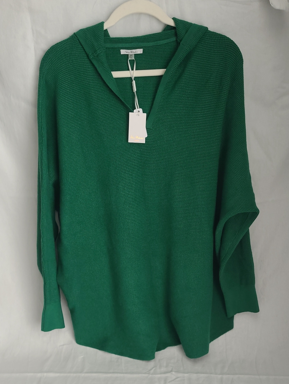 NWT Vila Milano Very Green V-Neck Hooded Sweater